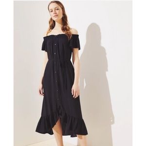 NWT Off the Shoulder Black Hi-Low Dress XS Petite